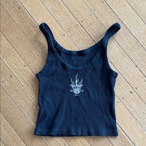 John Galt Black Cropped Tank Top